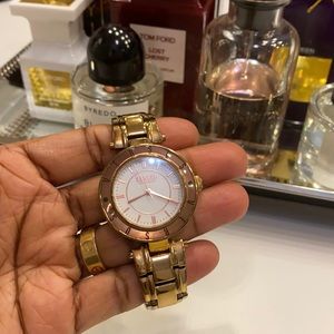 Versus by Versace rose gold watch. Minor crack to face. Otherwise a fine piece.